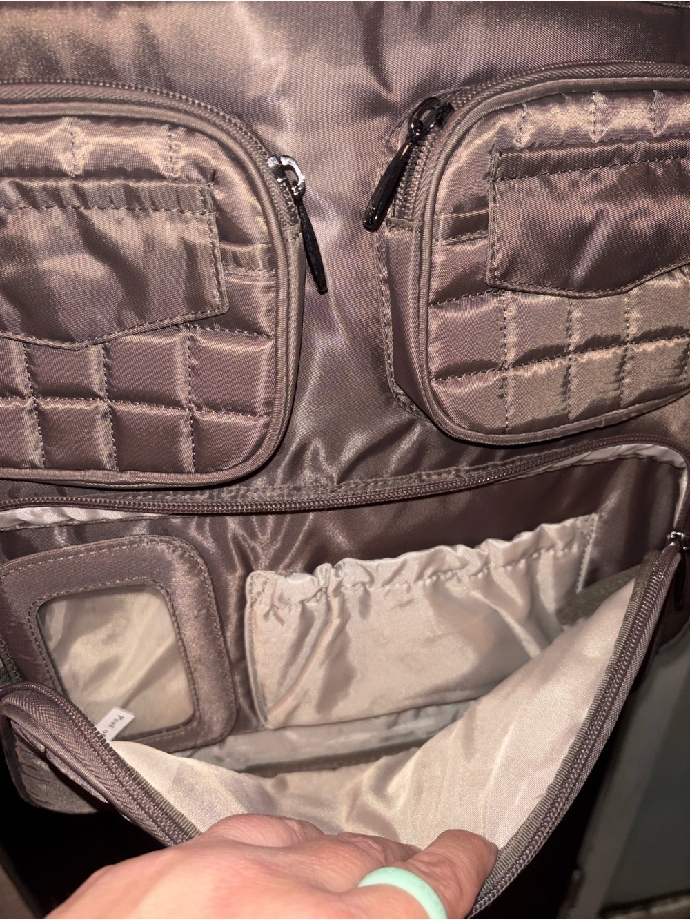 Lug Puddle Jumper Metallic Gray Quilted Convertible Tote Backpack Travel - Picture 6 of 11